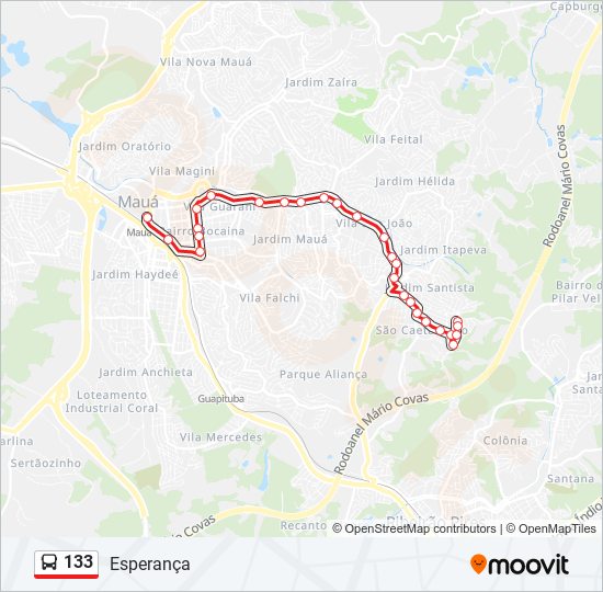 Mapa de 133 de autobús