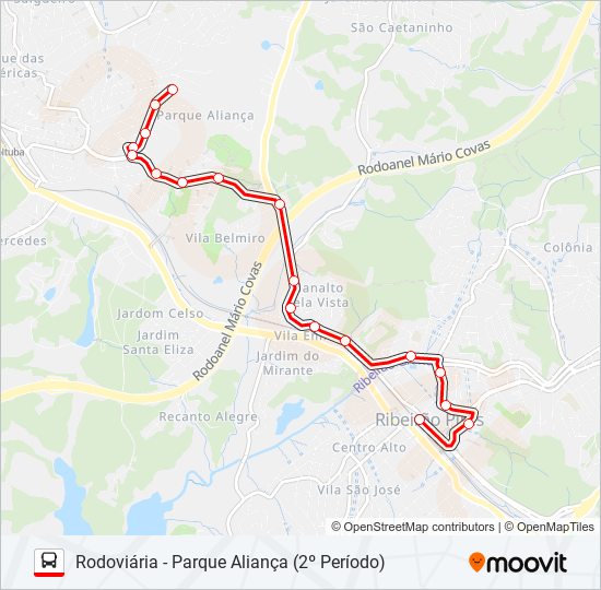 Mapa da linha 31 PARQUE ALIANÇA de ônibus