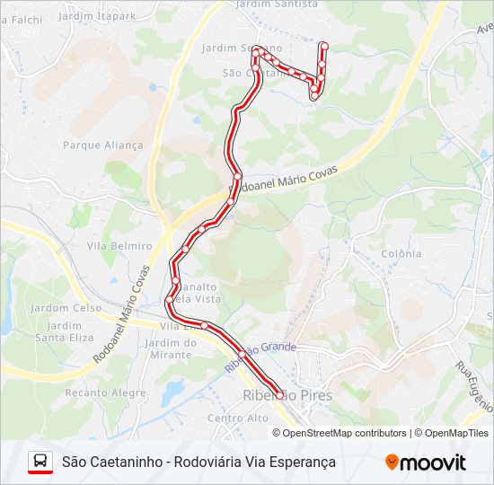 Mapa da linha 35 SÃO CAETANINHO de ônibus