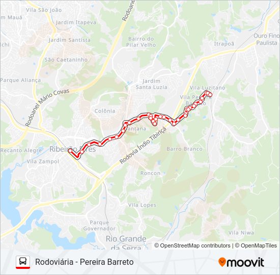 Mapa da linha 17 PEREIRA BARRETO de ônibus
