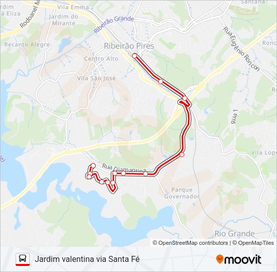 Mapa da linha 20 JARDIM VALENTINA de ônibus