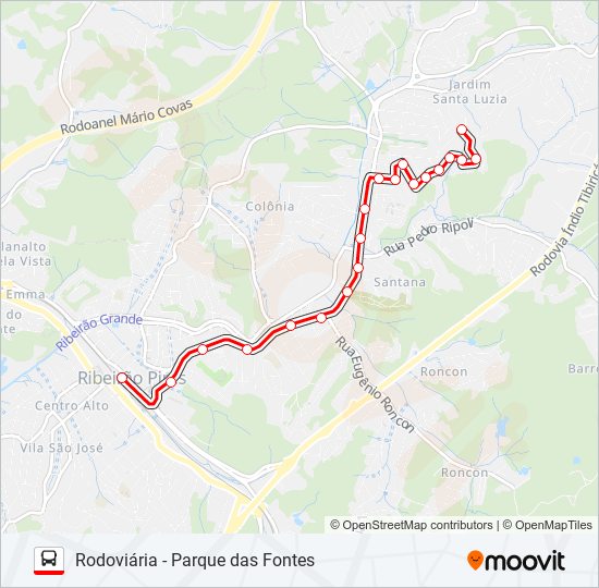 Mapa de 15 PARQUE DAS FONTES de autobús