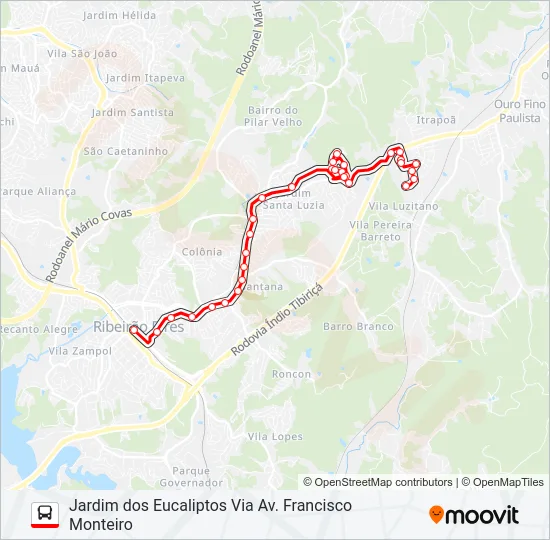 12 JARDIM DOS EUCALIPTOS Bus Line Map