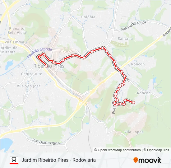 29 JARDIM RIBEIRÃO PIRES Bus Line Map