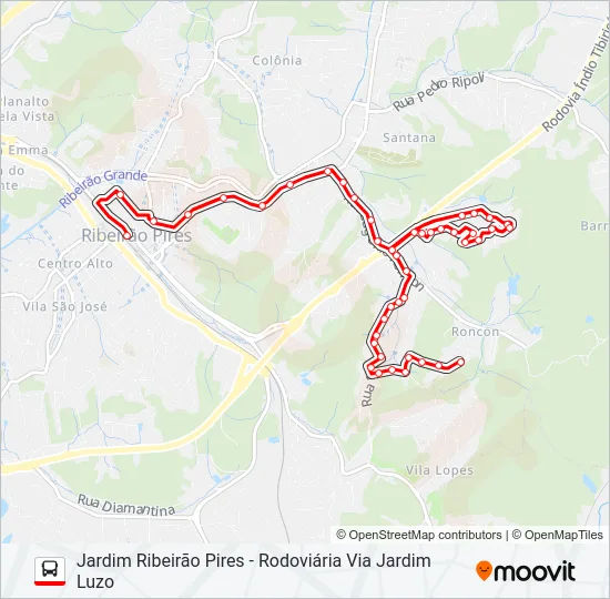 29 JARDIM RIBEIRÃO PIRES Bus Line Map