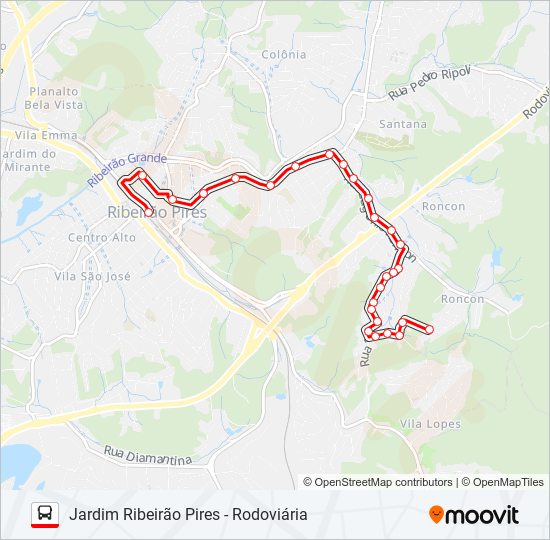 29 JARDIM RIBEIRÃO PIRES bus Line Map