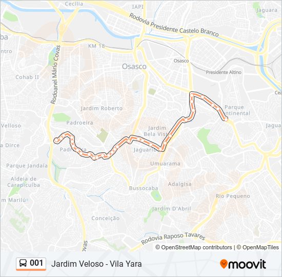 Mapa de 001 de autobús