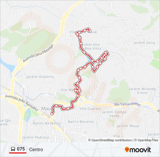 Mapa da linha 075 de ônibus