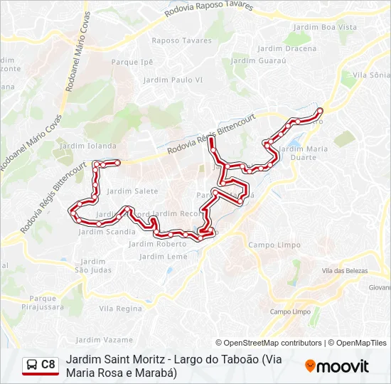 C8 Bus Line Map