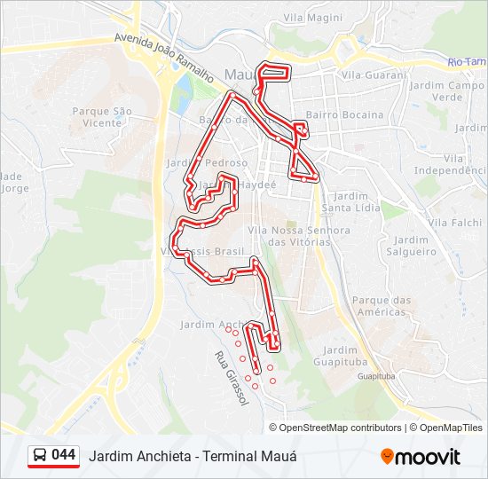 Mapa de 044 de autobús