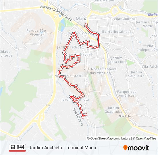 Mapa de 044 de autobús