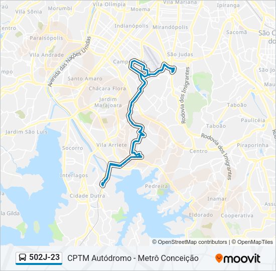 Mapa da linha 502J-23 de 