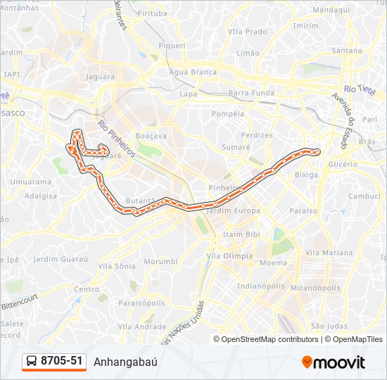 Mapa da linha 8705-51 de 