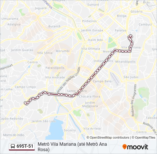 Mapa da linha 695T-51 de 