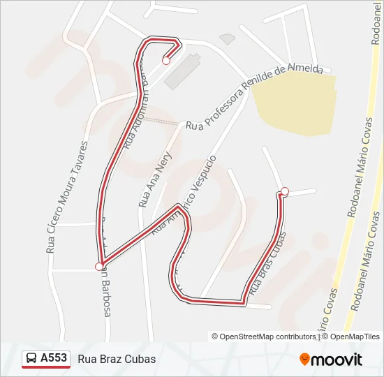 A553 Bus Line Map