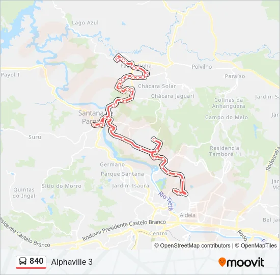 840 Bus Line Map