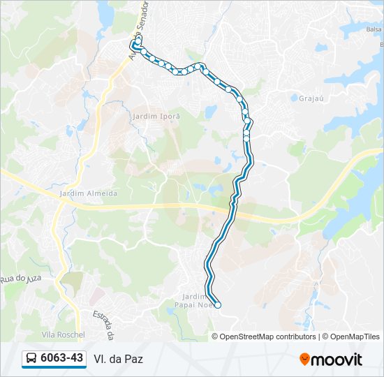 Mapa da linha 6063-43 de ônibus