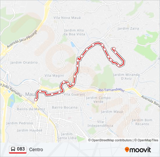 Mapa da linha 083 de ônibus