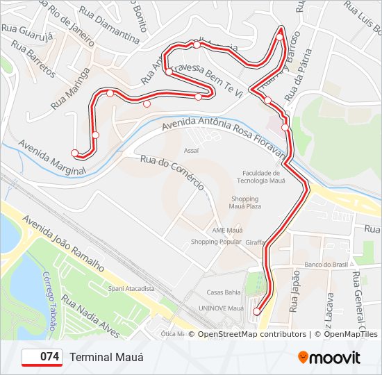 Mapa de 074 de autobús