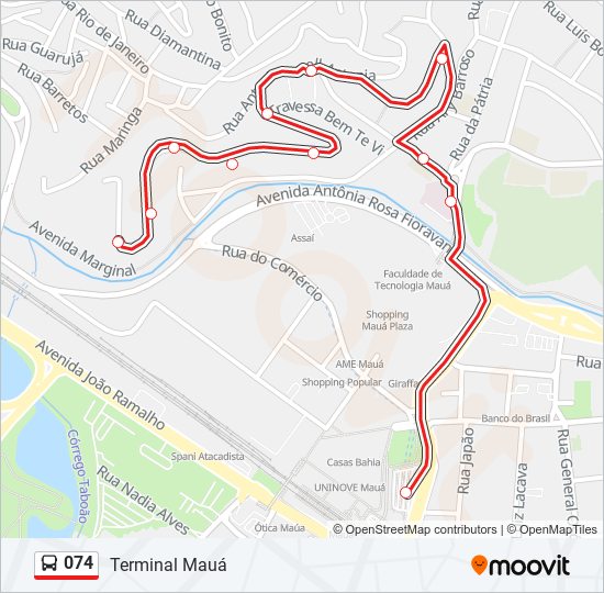 074 bus Line Map