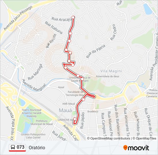 Mapa de 073 de autobús