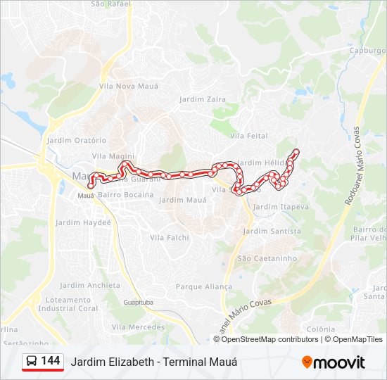 Mapa da linha 144 de ônibus