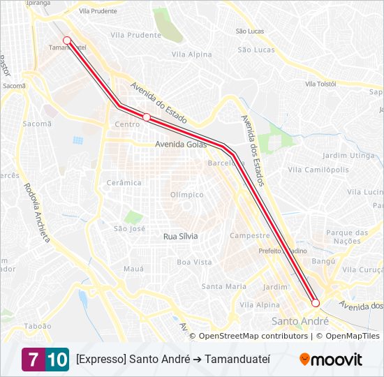 Mapa da linha Serviço 710 de trem