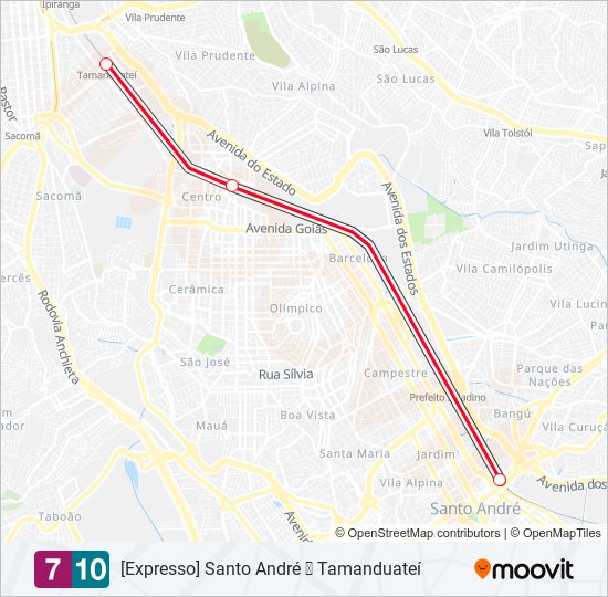 Mapa da linha SERVIÇO 710 de trem