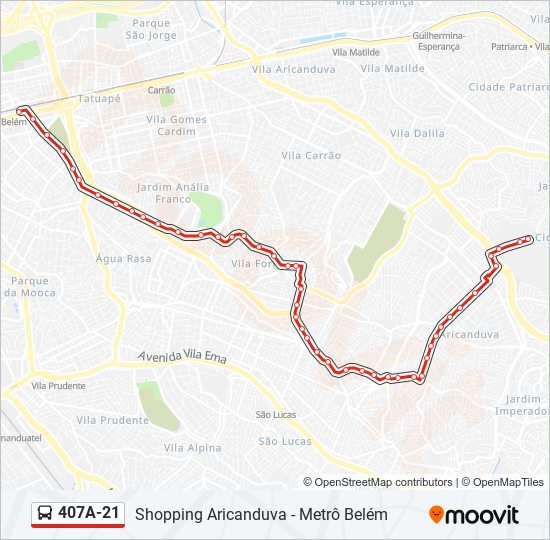 Mapa da linha 407A-21 de 