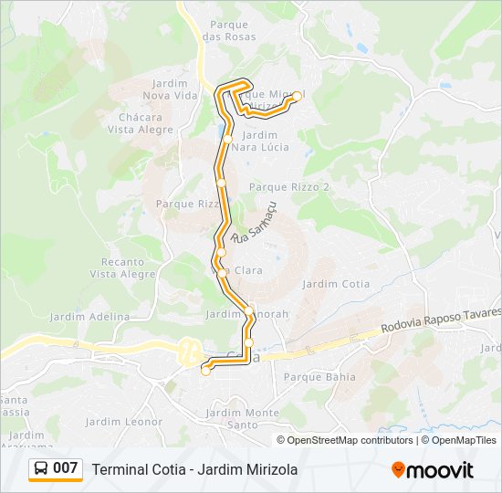 Mapa da linha 007 de ônibus