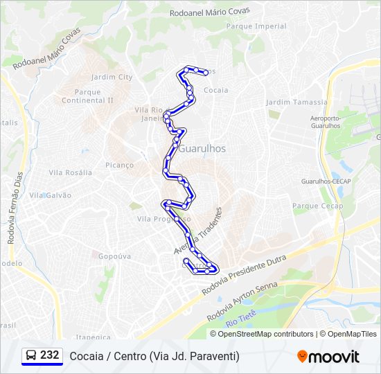 Mapa da linha 232 de 