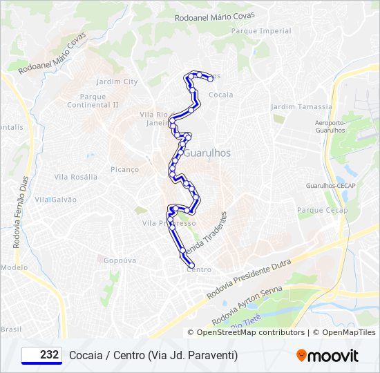 Mapa de 232 de autobús