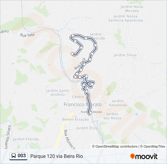 Mapa da linha 003 de ônibus