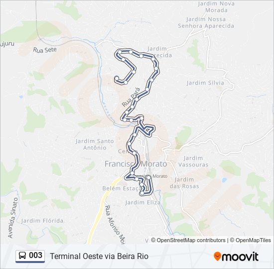 Mapa da linha 003 de ônibus