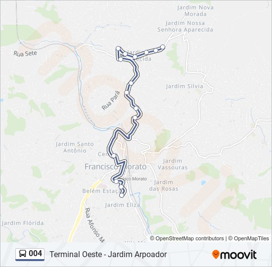 Mapa de 004 de autobús