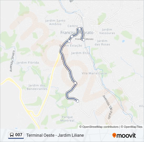 Mapa da linha 007 de ônibus