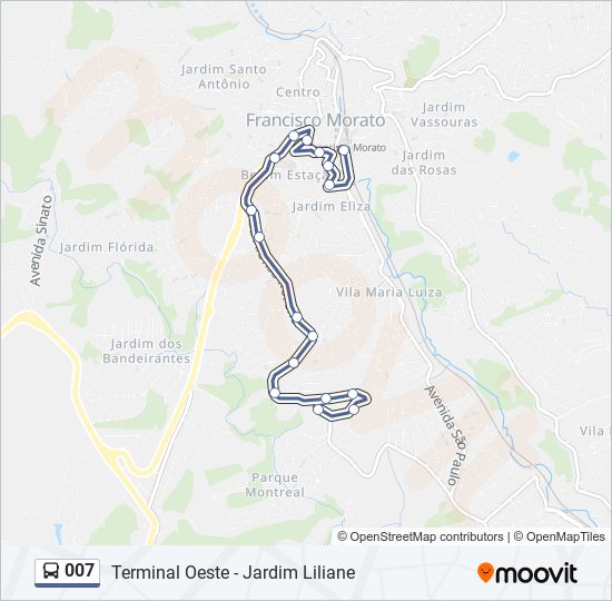 Mapa da linha 007 de ônibus