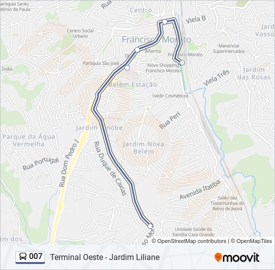Mapa da linha 007 de ônibus