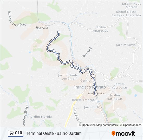 Mapa da linha 010 de ônibus