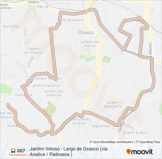 Mapa da linha 007 de ônibus