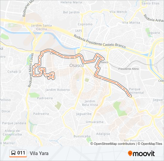 Mapa de 011 de autobús