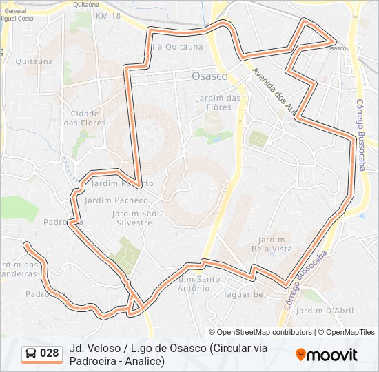 Mapa da linha 028 de ônibus