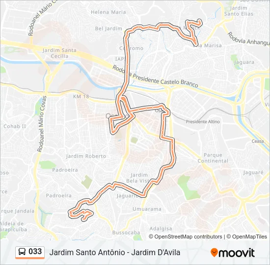 033 Bus Line Map