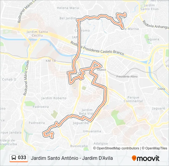 033 Bus Line Map