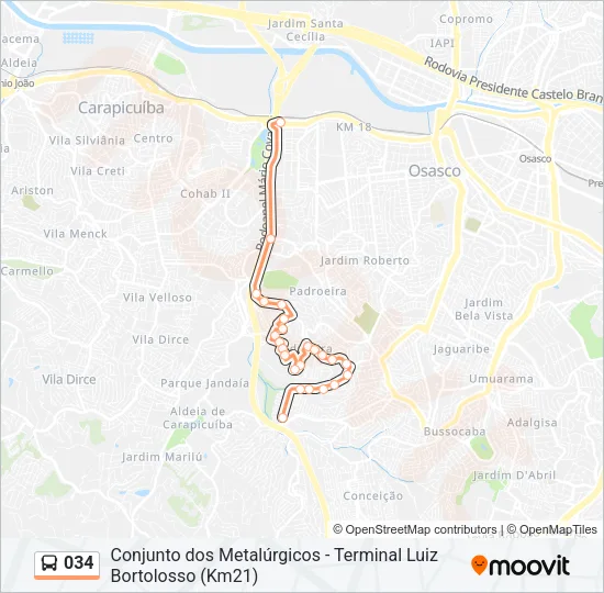 034 Bus Line Map