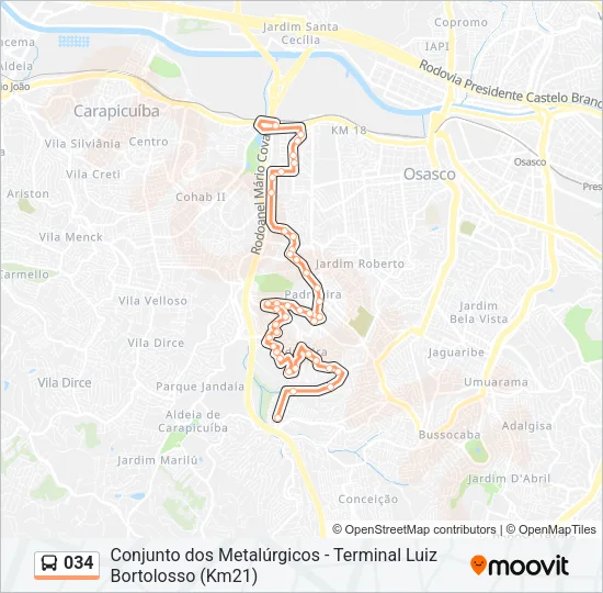 034 Bus Line Map