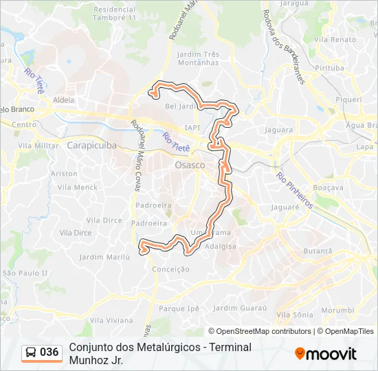 036 Bus Line Map