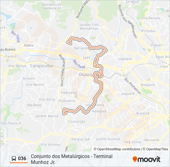 036 bus Line Map