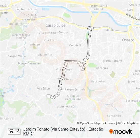 13 Bus Line Map