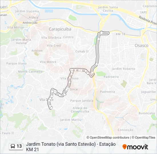 13 Bus Line Map
